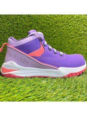Avenger Reaction Mid Womens Size 8 Purple White Composite Toe Safety Work Boots